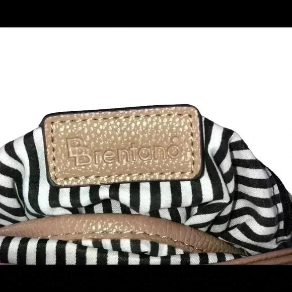 B BRENTANO Vegan Multi-Zipper Crossbody Handbag Purse with Tassel Accents - Picture 4 of 9